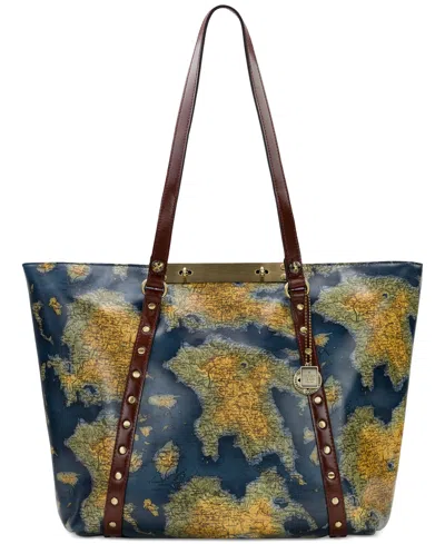 Patricia Nash Benvenuto Smooth Leather Tote In Greek Map
