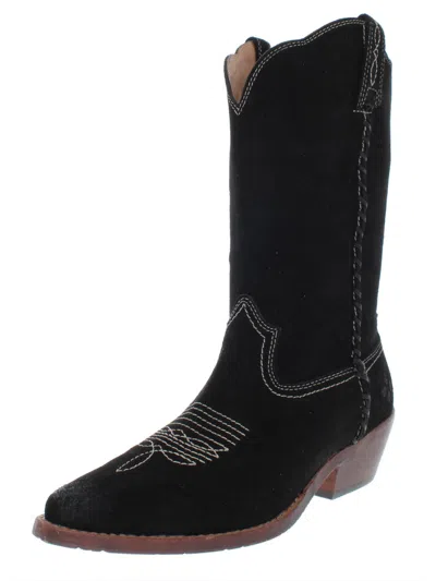 Patricia Nash Bergamo Womens Embossed Stacked Heel Cowboy, Western Boots In Black