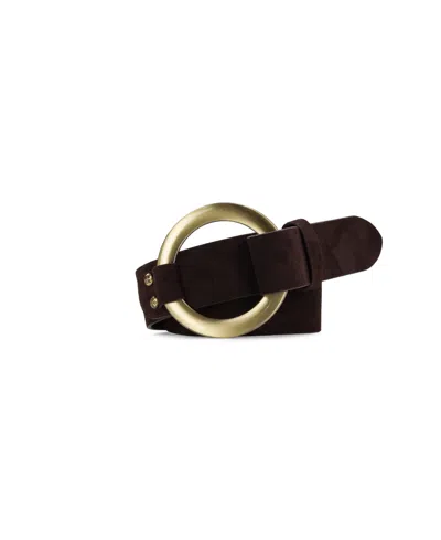 Patricia Nash Bergen Exotics Burnished Suede Belt In Chocolate