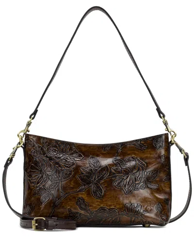 Patricia Nash Betta Medium Leather Crossbody, Created For Macy's In Brown Bark Leaves