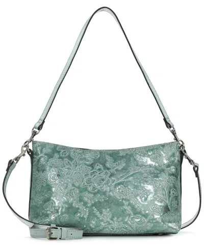 Patricia Nash Betta Rose Garden Leather Small Crossbody Handbag In Green