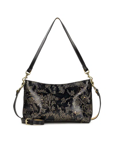 Patricia Nash Betta Rose Garden Leather Small Crossbody Handbag In Rose Garden Black