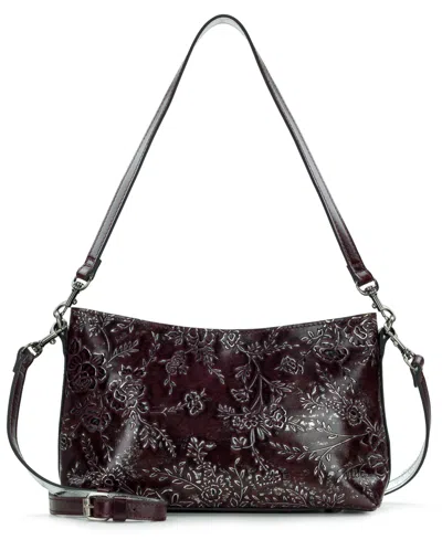 Patricia Nash Betta Rose Garden Leather Small Crossbody Handbag In Rose Garden Plum
