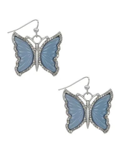 Patricia Nash Blue Butterfly Collection Carved Butterfly Drop Earrings