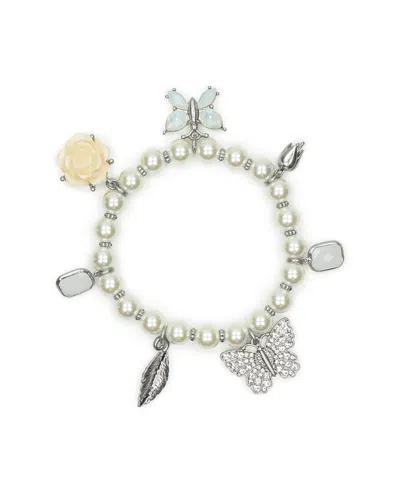 Patricia Nash Blue Butterfly Collection Charm Stretch Bracelet In Metallic