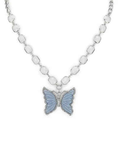 Patricia Nash Blue Butterfly Collection Pendant Necklace In White