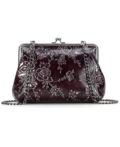 Patricia Nash Borriana Kiss-lock Small Full-grain Leather Crossbody Handbag In Burgundy