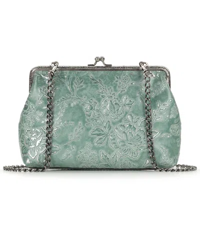Patricia Nash Borriana Kiss-lock Small Full-grain Leather Crossbody Handbag In Green