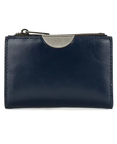 Patricia Nash Busalla Leather Bifold Zipper Wallet In Blue