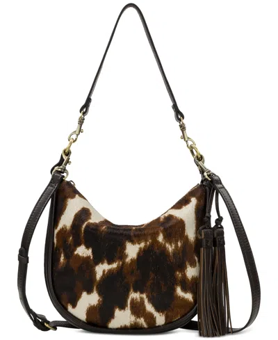 Patricia Nash Calanna Calf Hair Small Hobo Bag In Brown