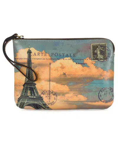 Patricia Nash Cassini Paris Postcard Leather Wristlet In Multi