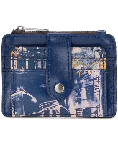 Patricia Nash Cassis Id Small Printed Leather Wallet In Blue