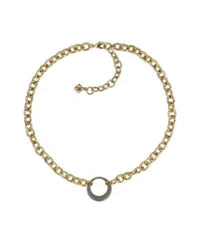 Patricia Nash Caviar Collection Circle Necklace In Antique Gold And Silver