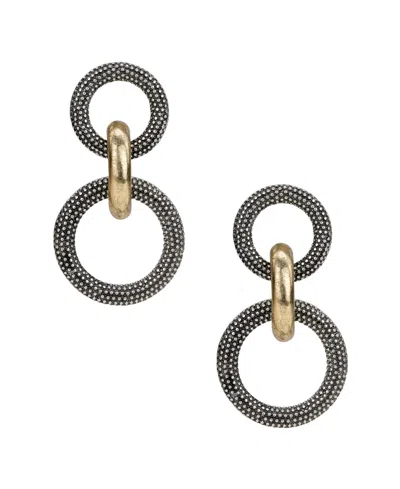 Patricia Nash Caviar Collection Double Ring Earrings In Antique Silver And Gold