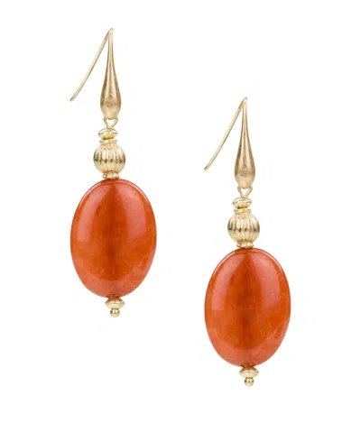 Patricia Nash Eclectic Bead Antique-like Gold-tone Oval Drop Wire Earrings