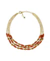 Patricia Nash Eclectic Beads Gold-tone Triple Strand Necklace In Gold