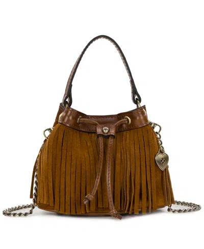 Patricia Nash Elisa Suede Drawstring Mini Crossbody Handbag In Cognac