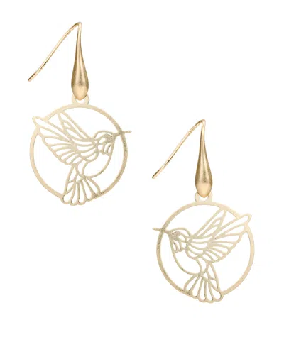 Patricia Nash Enamel Hummingbird Open Wire Drop Earrings In Gold
