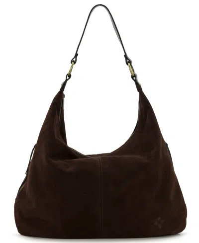 Patricia Nash Esther Suede Large Hobo Handbag In Chocolate