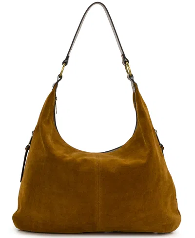 Patricia Nash Esther Suede Large Hobo Handbag In Cognac