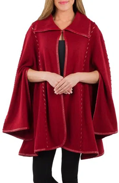 Patricia Nash Faux Leather Stitch Cape In Burgundy