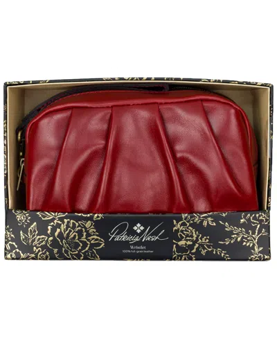 Patricia Nash Frankie Full Grain Leather Clutch Wristlet In Berry Red