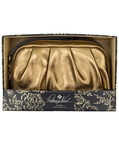 Patricia Nash Frankie Full Grain Leather Clutch Wristlet In Gold