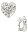Patricia Nash Glass Stone Worn Silver-tone Heart Button Post Earrings In Silver