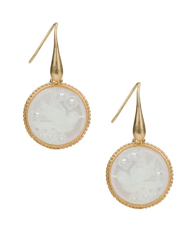 Patricia Nash Gold-tone Carved Bird Drop Earrings