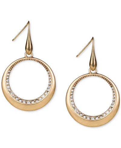 Patricia Nash Gold-tone Crystal Pave Open Circle Drop Earrings In Antique Go