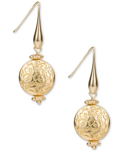 Patricia Nash Gold-tone Etched Bead Drop Earrings