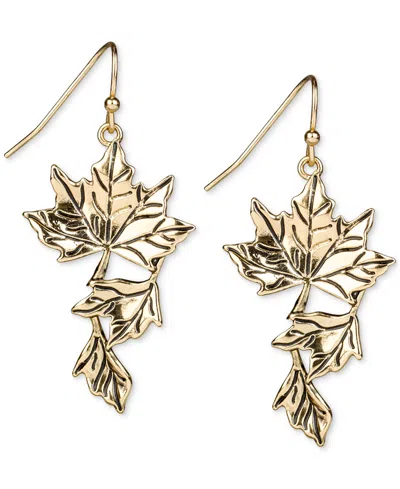 Patricia Nash Gold-tone Falling Leaves Drop Earrings In Metallic