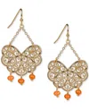 Patricia Nash Gold-tone Filigree Beaded Drop Earrings In Matte Gold