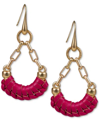 Patricia Nash Gold-tone Leather-wrapped Open Drop Earrings In Antique Go