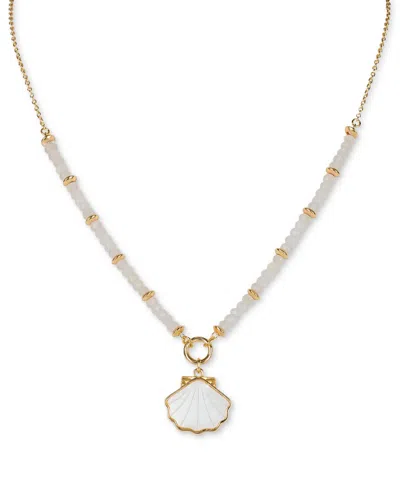 Patricia Nash Gold-tone Mother-of-pearl Shell Beaded Pendant Necklace, 18" + 3" Extender In Matte Gold