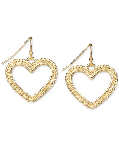 Patricia Nash Gold-tone Open Heart Drop Earrings In Matte Gold