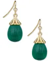 Patricia Nash Gold-tone Pave & Color Bead Drop Earrings In Matte Gold