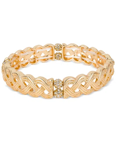 Patricia Nash Gold-tone Pave Fireball Rope Stretch Bracelet In Matte Gold