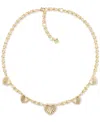Patricia Nash Gold-tone Pave Textured Heart Statement Necklace, 18" + 3" Extender In Worn Gold