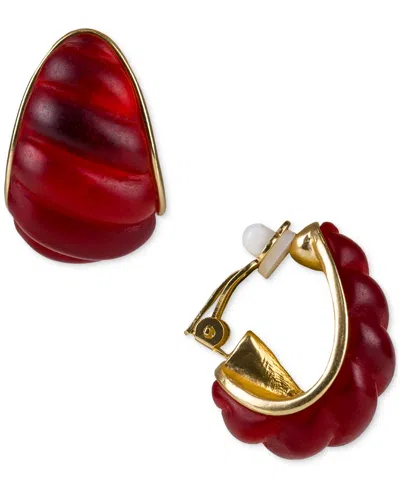 Patricia Nash Gold-tone Scallop J Hoop Clip-on Earrings