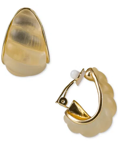 Patricia Nash Gold-tone Scallop J Hoop Clip-on Earrings