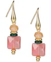 Patricia Nash Gold-tone Square & Round Double Bead Drop Earrings