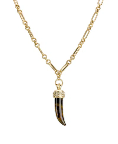 Patricia Nash Gold-plated Horn Pendant Necklace In Green