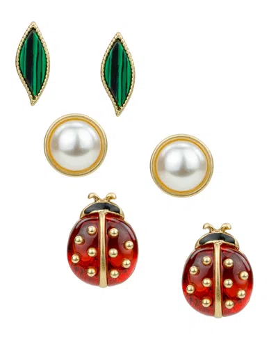 Patricia Nash Gold-tone Ladybug Earring Set
