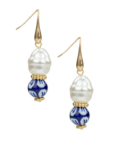 Patricia Nash Gold-tone Plated Baroque Mother Of Pearl Drop Earrings