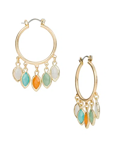 Patricia Nash Gold-tone Plated Hoop Dangle Earrings In Multi