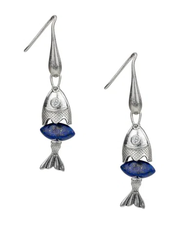 Patricia Nash Gold-tone Plated Marquise Fish Drop Earrings In Multi