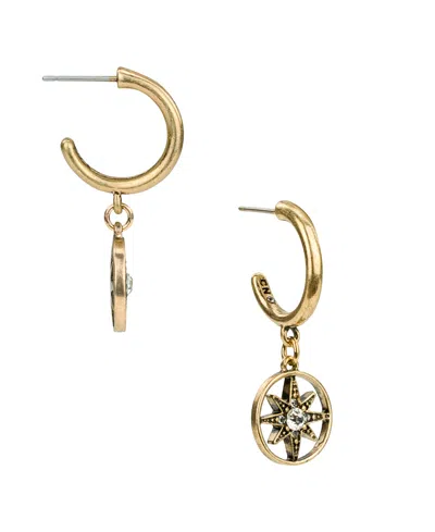 Patricia Nash Gold-tone Plated Small Hoop Dangle Earrings In Multi