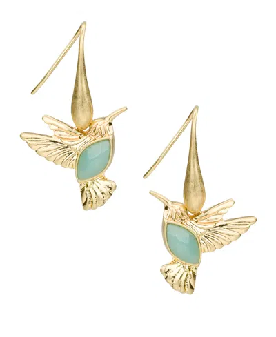 Patricia Nash Gold-tone Stone Hummingbird Drop Earrings