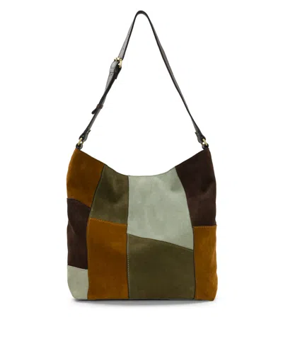 Patricia Nash Heidal Magnetic Snap Large Shoulder Handbag In Suede Patchwork